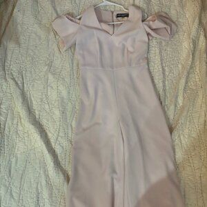 NWT Karl Lagerfeld Paris eyelet wide-leg cotton jumpsuit in rose/light pink. Siz
